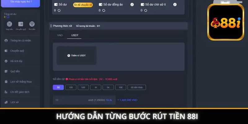 Hướng dẫn từng bước rút tiền 88I