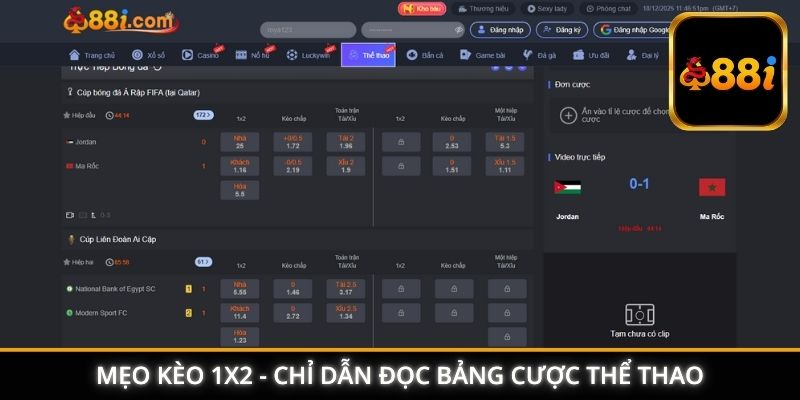 Mẹo kèo 1x2 - Chỉ dẫn đọc bảng cược thể thao