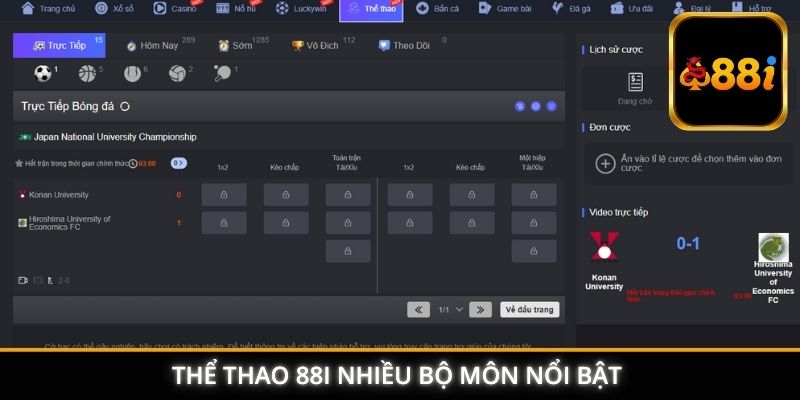 Thể Thao 88I nhiều bộ môn nổi bật